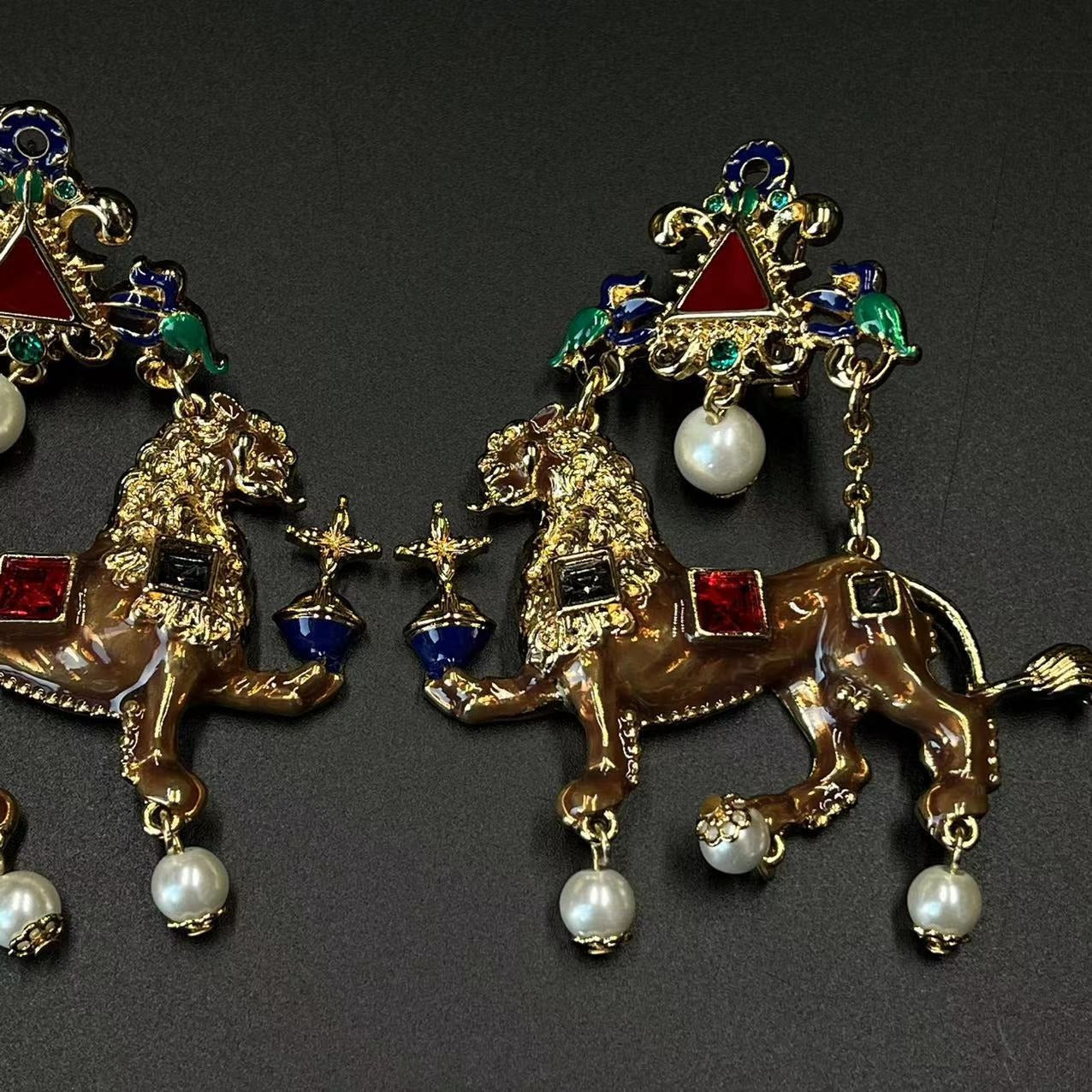 Enamel Heavy Industry Animal Cartoon Multi element Earrings