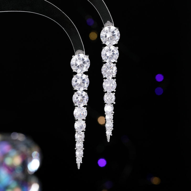 French haute couture earrings, women's long style, face modi
