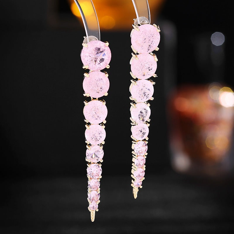 French haute couture earrings, women's long style, face modi