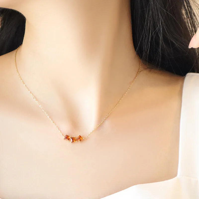 Real 925 Sterling Silver Geometric Vintage Orange Square Zir