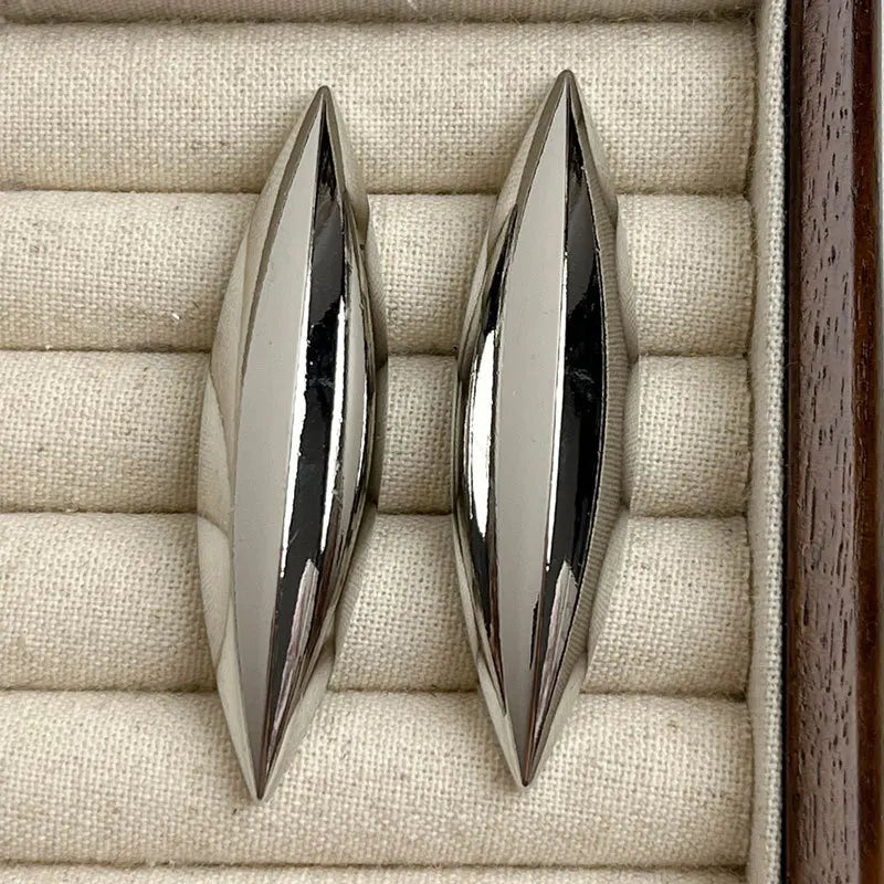 HUANZHI Metal Conical Smooth Long Style Chunky Earrings for