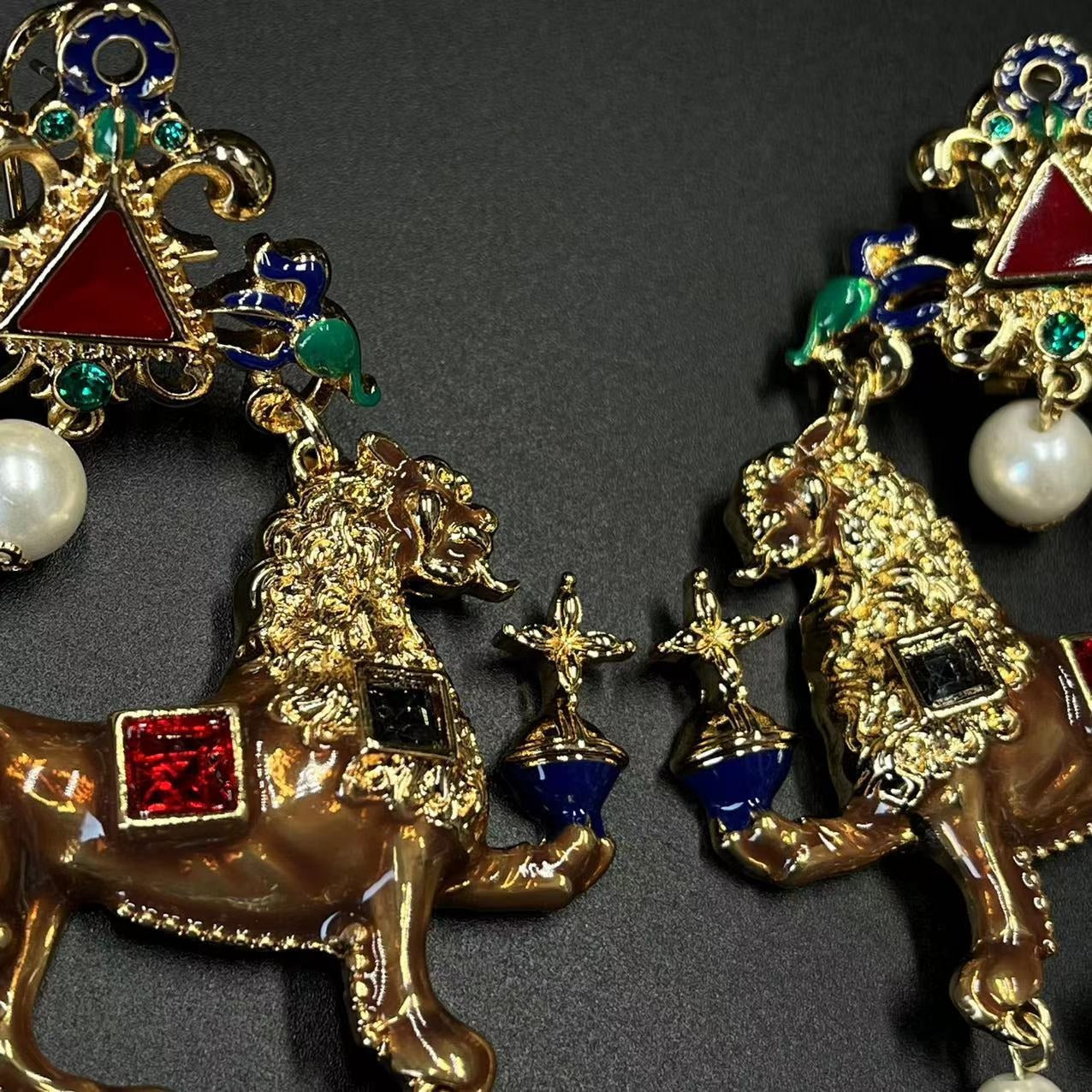 Enamel Heavy Industry Animal Cartoon Multi element Earrings