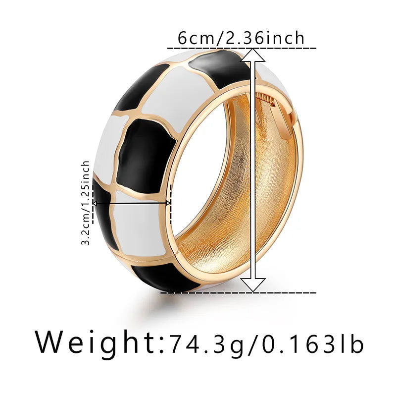 New Fashion Wide Bracelet for Women Black White Geometric Me