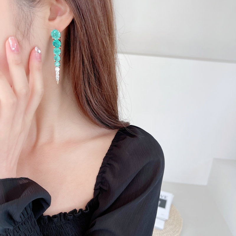 French haute couture earrings, women's long style, face modi