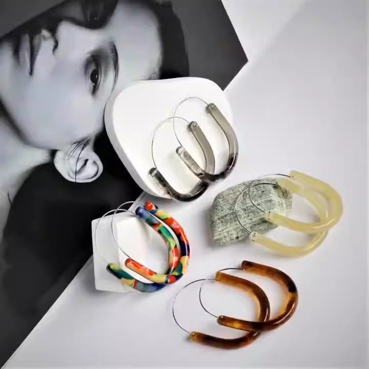 Illusionary Colorful Resin Round Hook Earrings