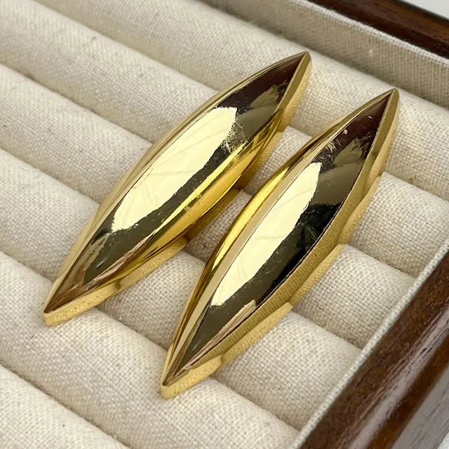 HUANZHI Metal Conical Smooth Long Style Chunky Earrings for