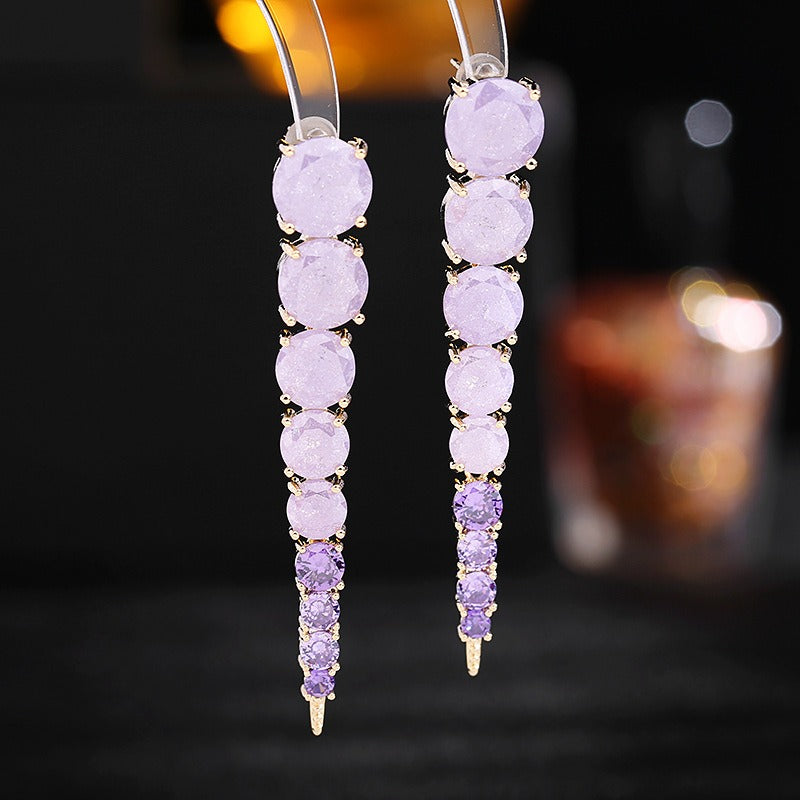 French haute couture earrings, women's long style, face modi