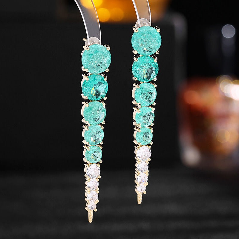 French haute couture earrings, women's long style, face modi