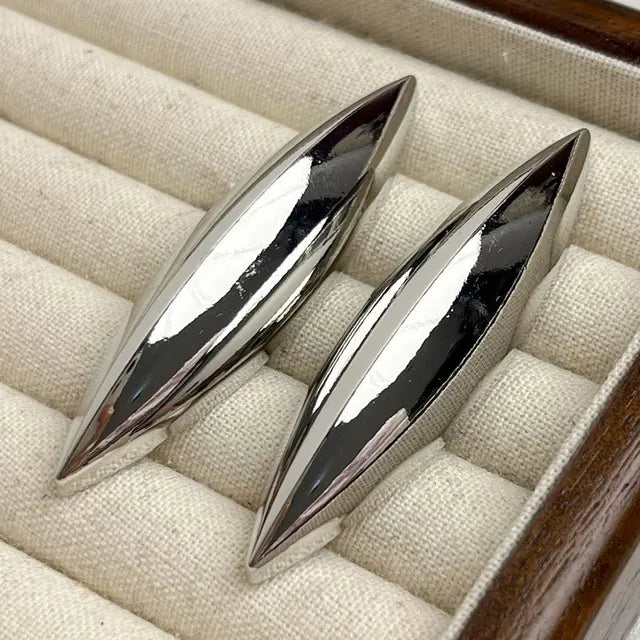 HUANZHI Metal Conical Smooth Long Style Chunky Earrings for