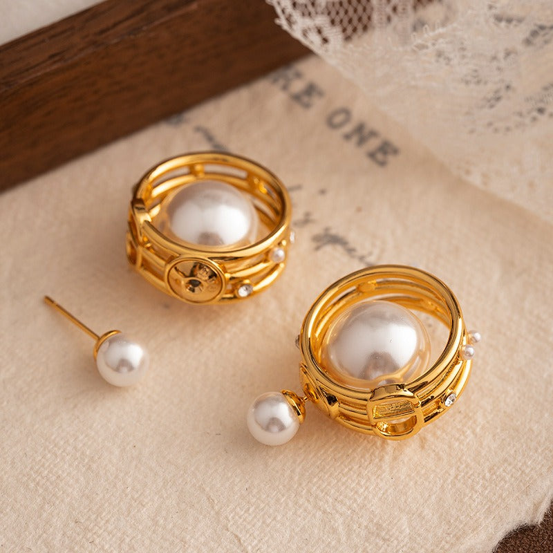 Retro small fragrant style circular temperament earrings, ni