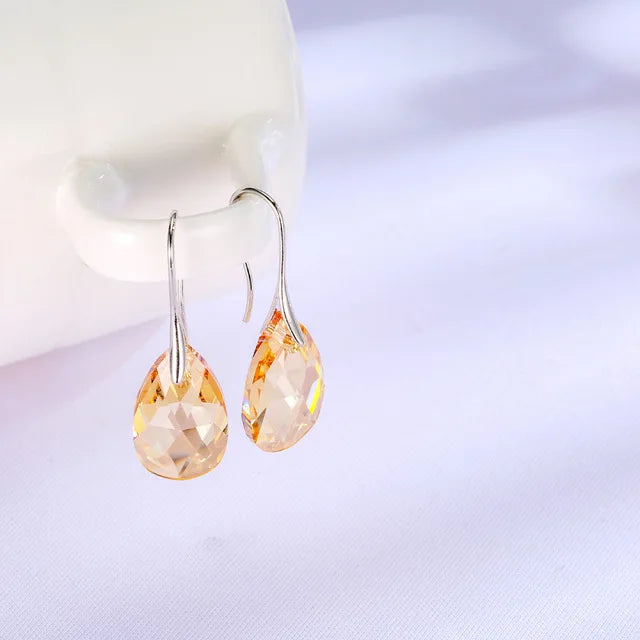 Korean Pear-Shaped Crystal Earrings