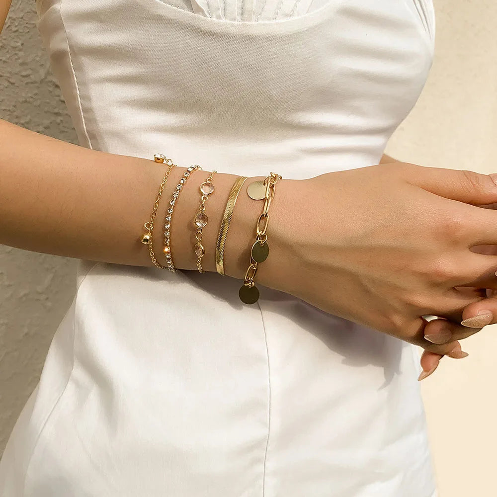 Boho Snake Bone Chain Bracelet Set