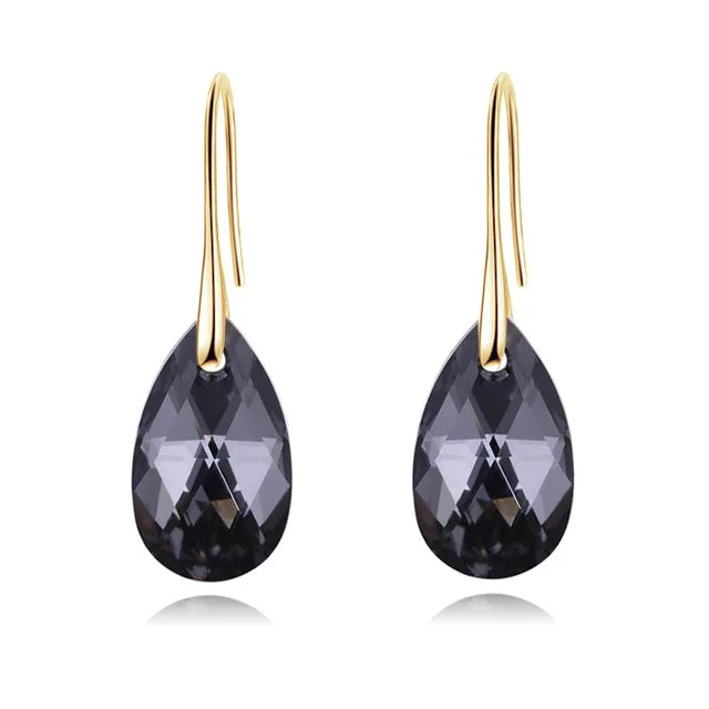 Korean Pear-Shaped Crystal Earrings