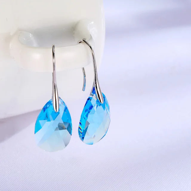 Korean Pear-Shaped Crystal Earrings