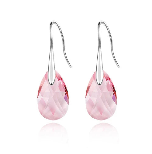 Korean Pear-Shaped Crystal Earrings
