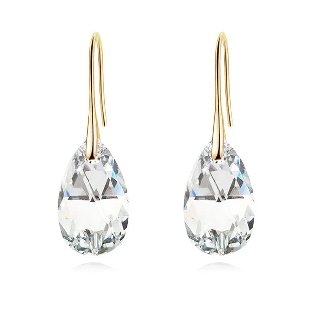 Korean Pear-Shaped Crystal Earrings