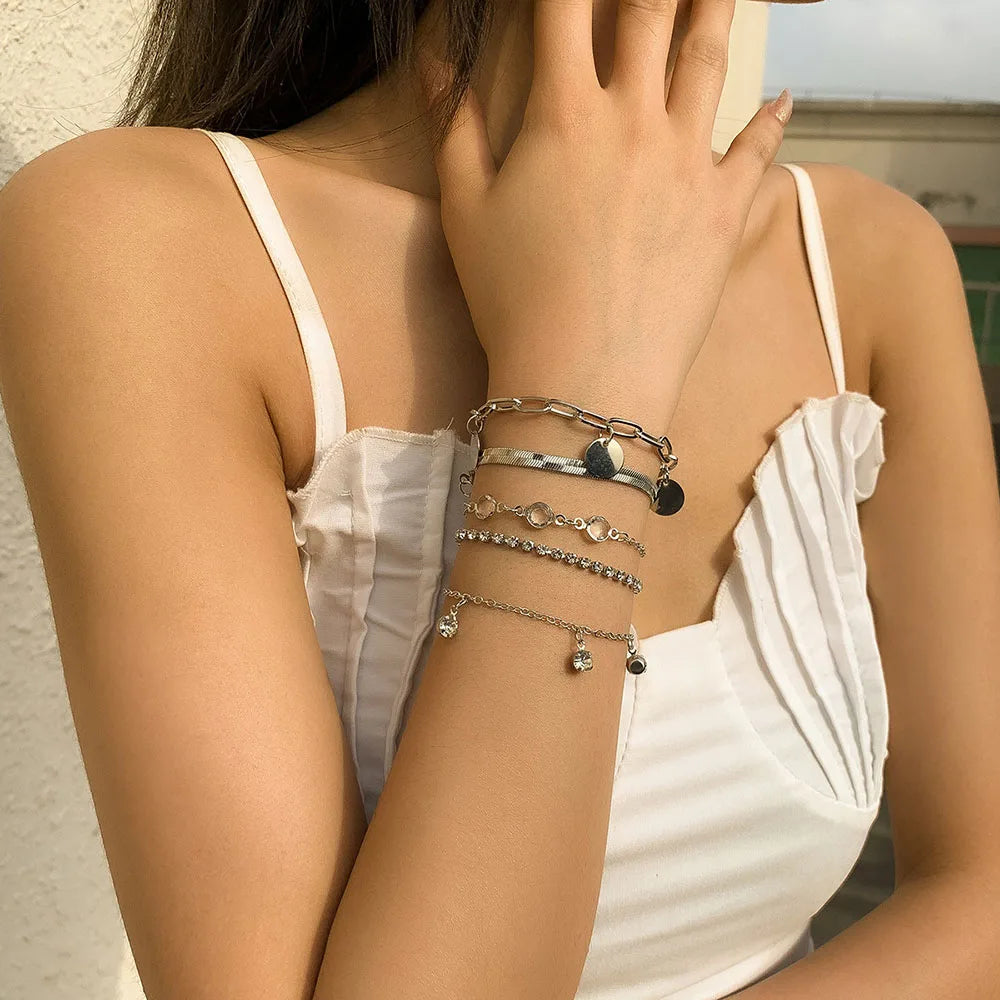 Boho Snake Bone Chain Bracelet Set