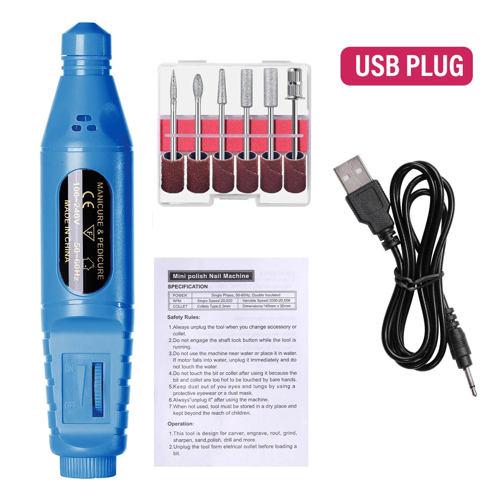 Electric Nail Sander Nail Drill Machine Mill For Manicure Dr