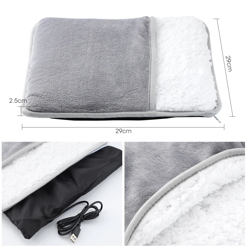 Electric Heating Pad Washable Foot Warmer Soft Plush Blanket