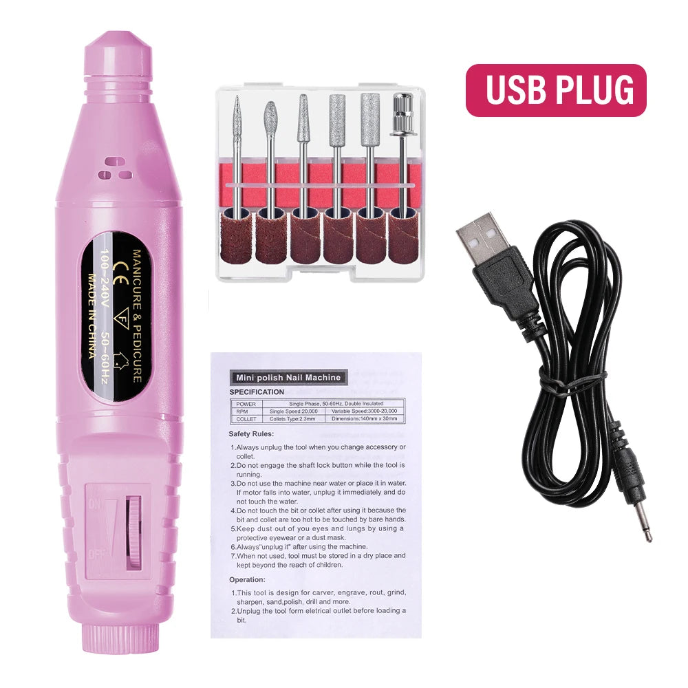 Electric Nail Sander Nail Drill Machine Mill For Manicure Dr