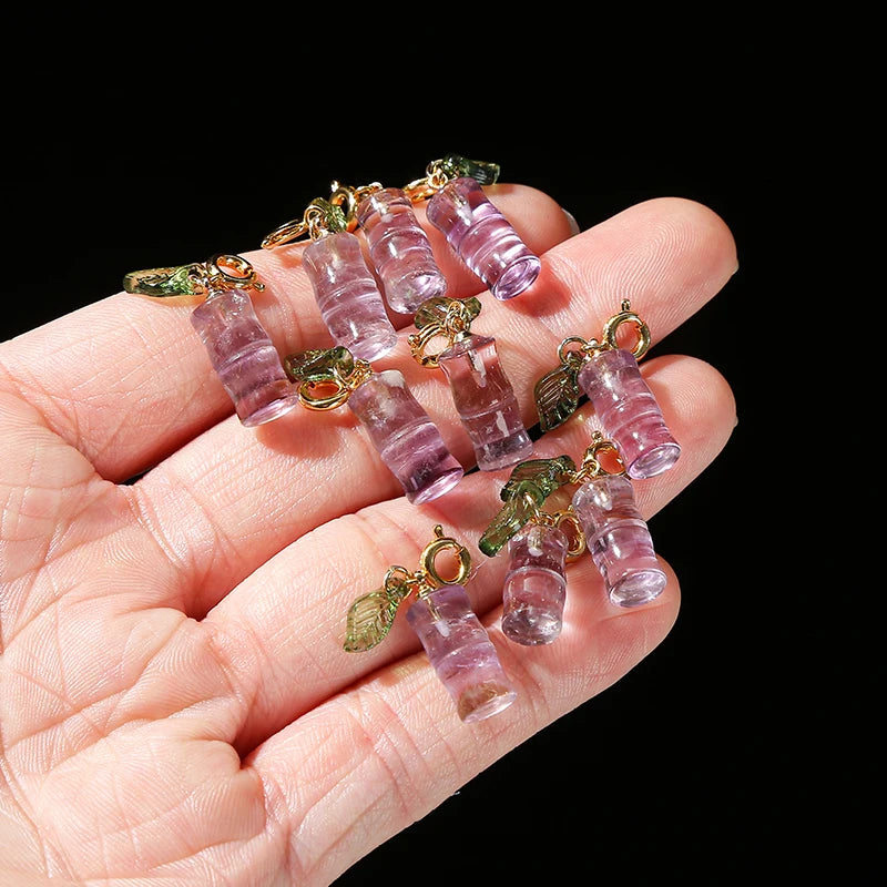 Amethyst Bamboo Carved Pendant