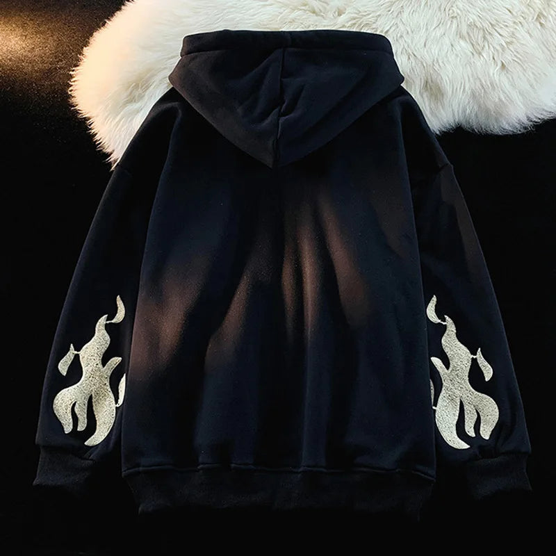 Gothic Embroidery Zip-Up Hoodie