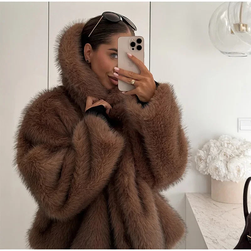 Furry Faux Fur Winter Coat