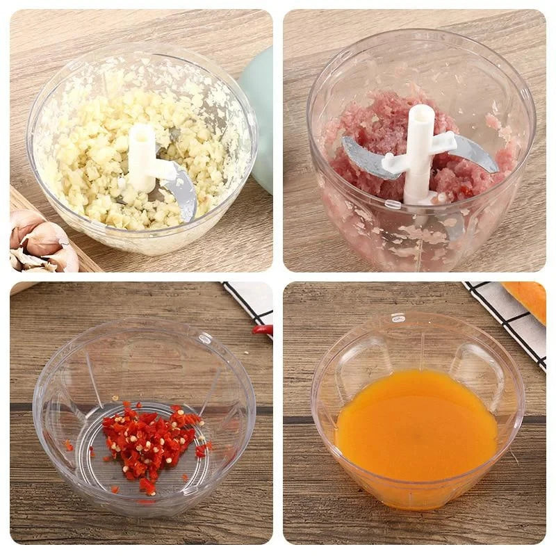 500/900ML Hand Chopper Manual Rope Food Processor Silcer Shr