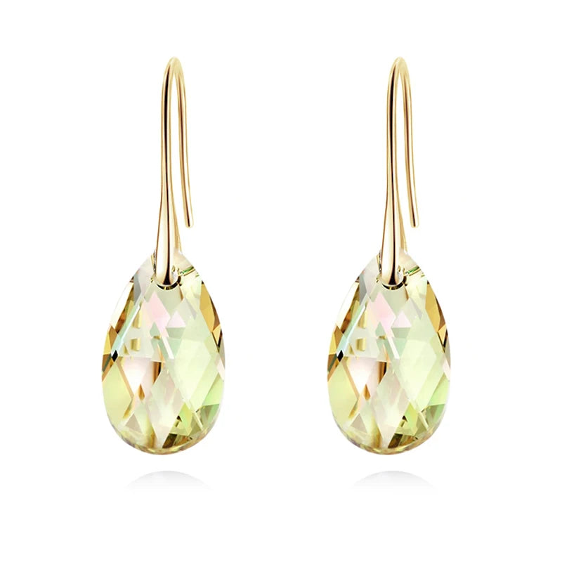 Korean Pear-Shaped Crystal Earrings