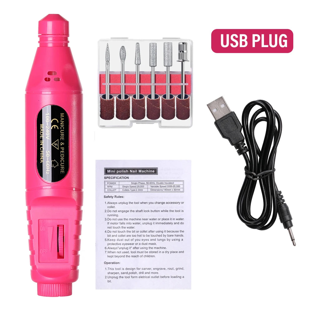 Electric Nail Sander Nail Drill Machine Mill For Manicure Dr