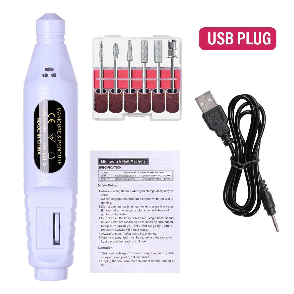 Electric Nail Sander Nail Drill Machine Mill For Manicure Dr