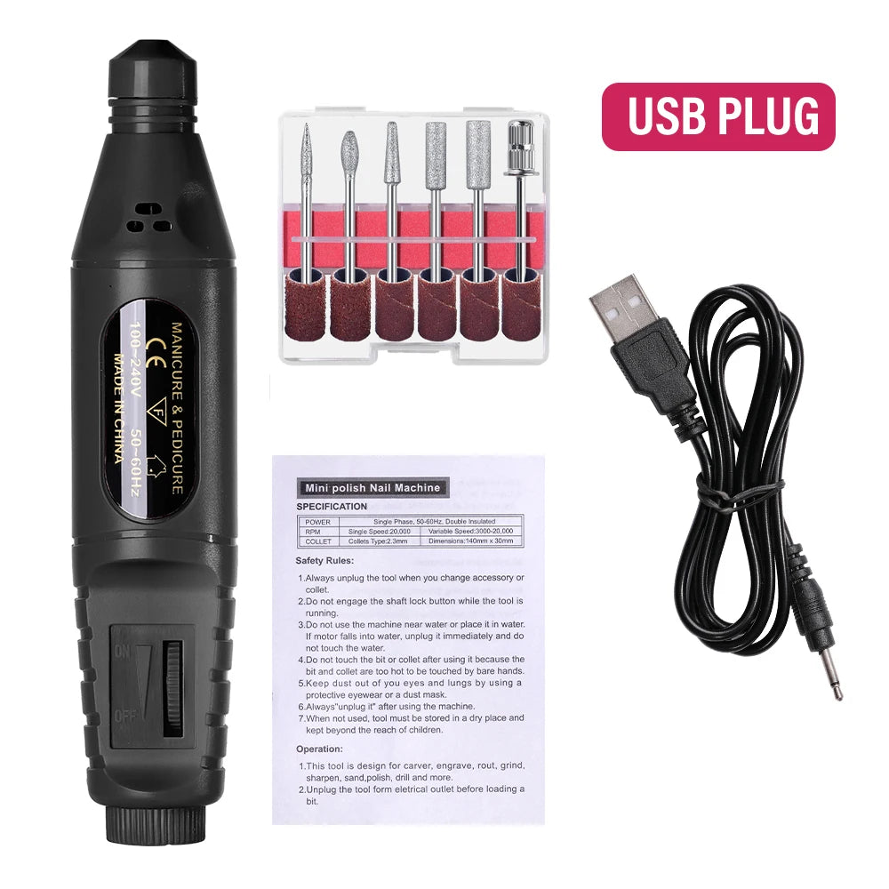 Electric Nail Sander Nail Drill Machine Mill For Manicure Dr