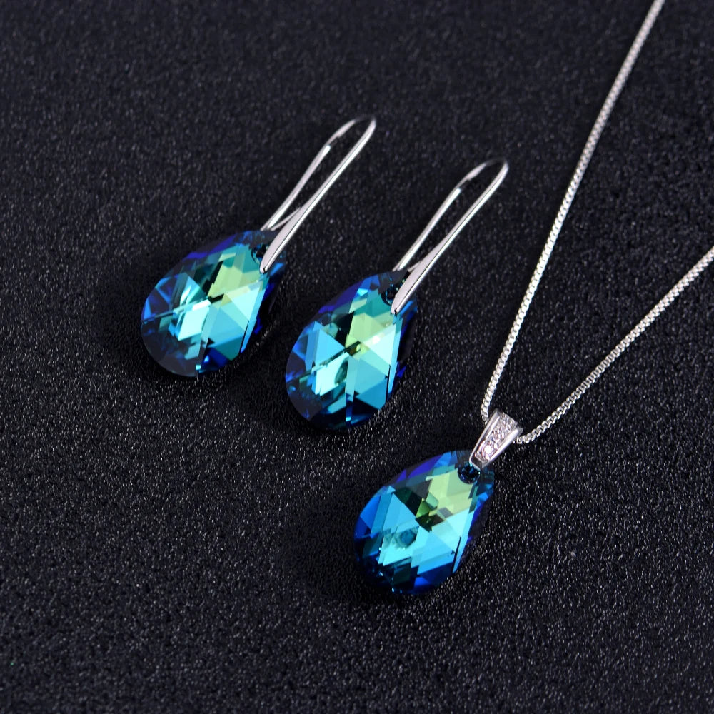 Korean Pear-Shaped Crystal Earrings