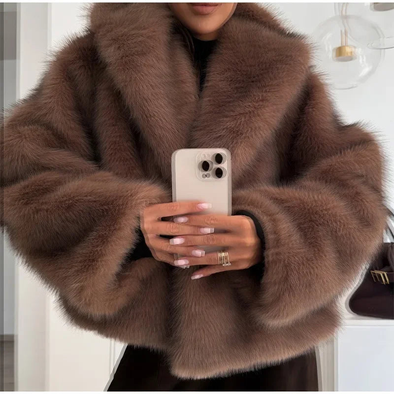 Furry Faux Fur Winter Coat