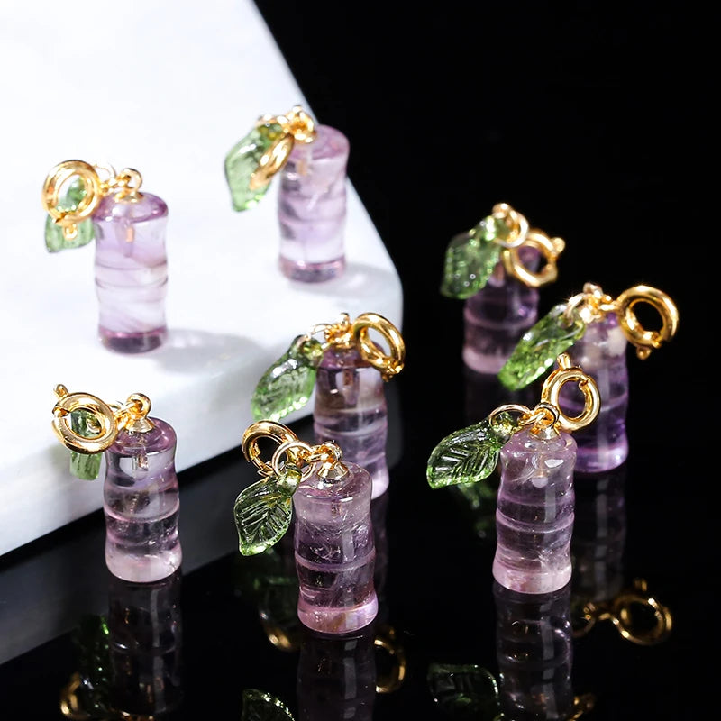Amethyst Bamboo Carved Pendant