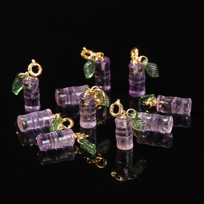 Amethyst Bamboo Carved Pendant
