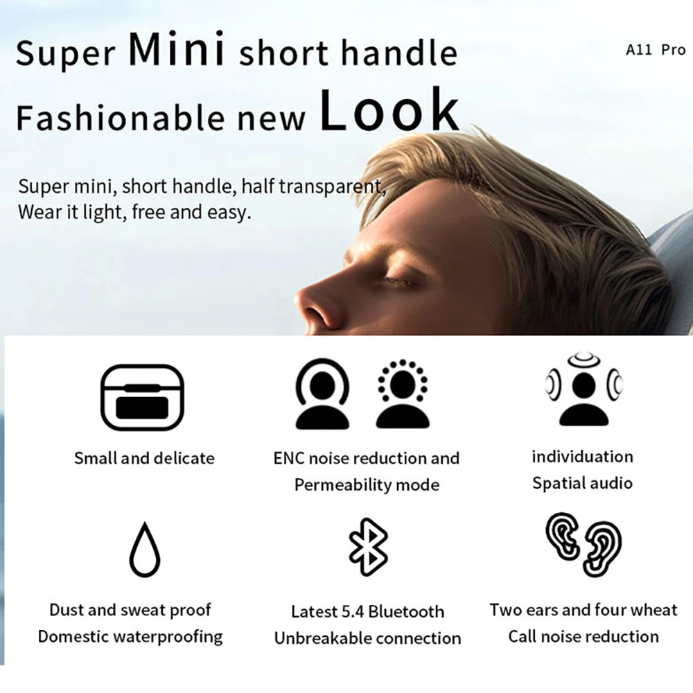 A11 Pro TWS Wireless Earbuds Touch Control LCD Screen Earpho