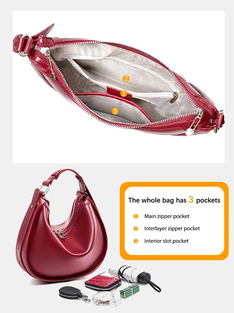 Zency Premium Leather Hobo Bag