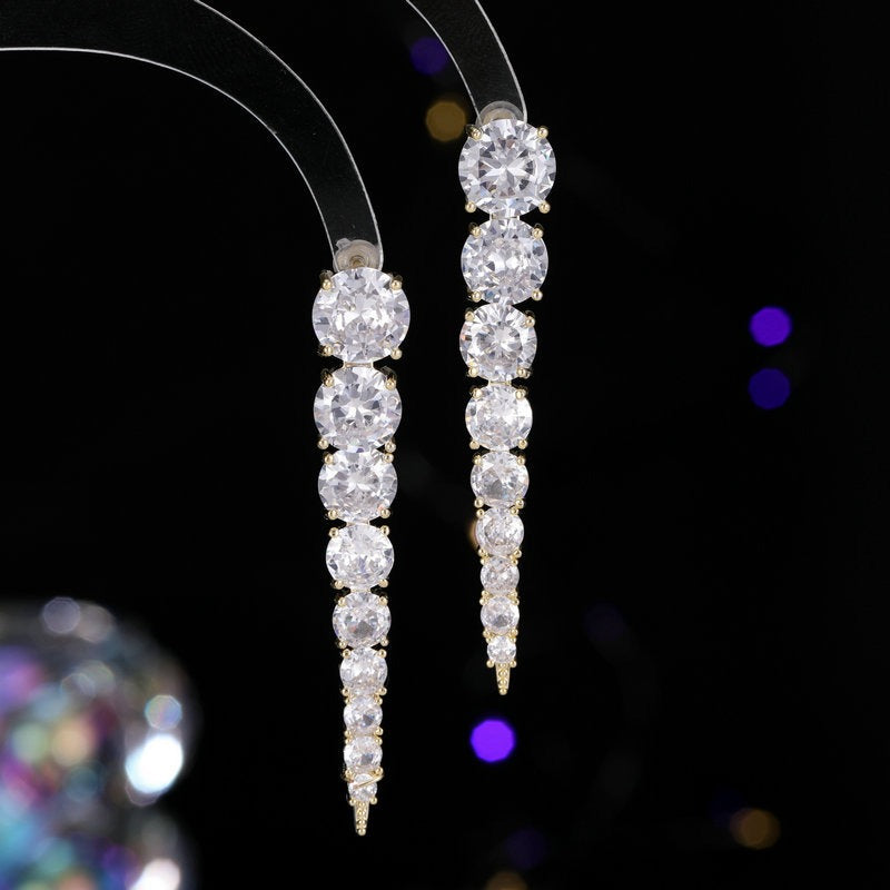 French haute couture earrings, women's long style, face modi