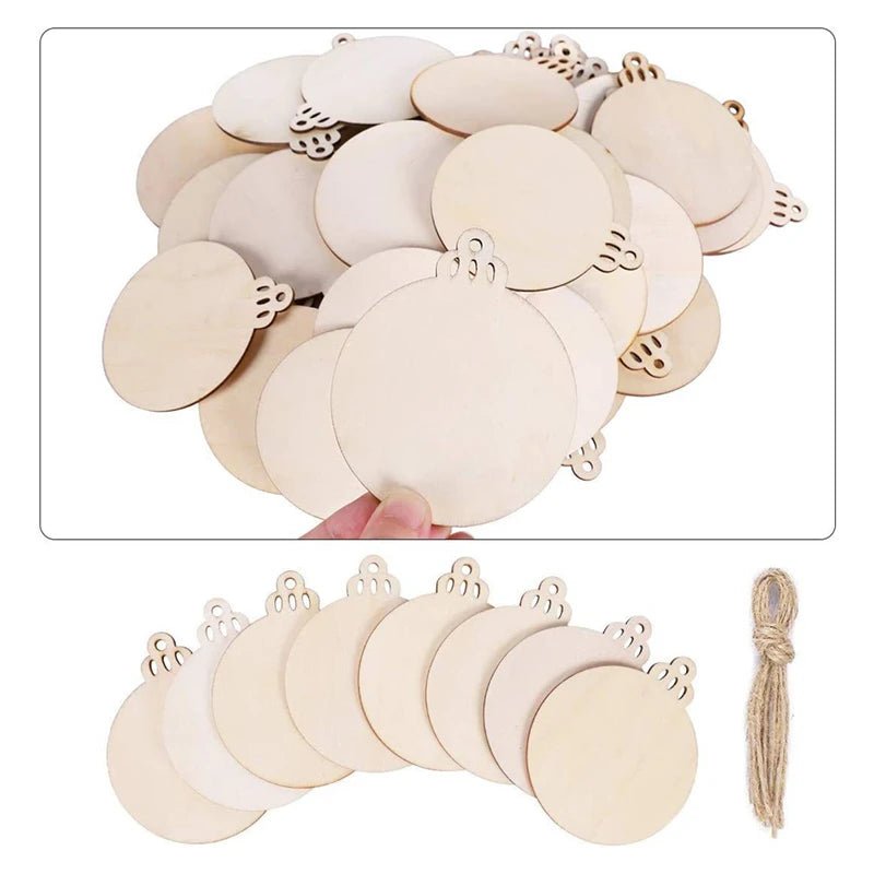 10pcs Wooden Christmas Baubles Tags - Jasmind Stores