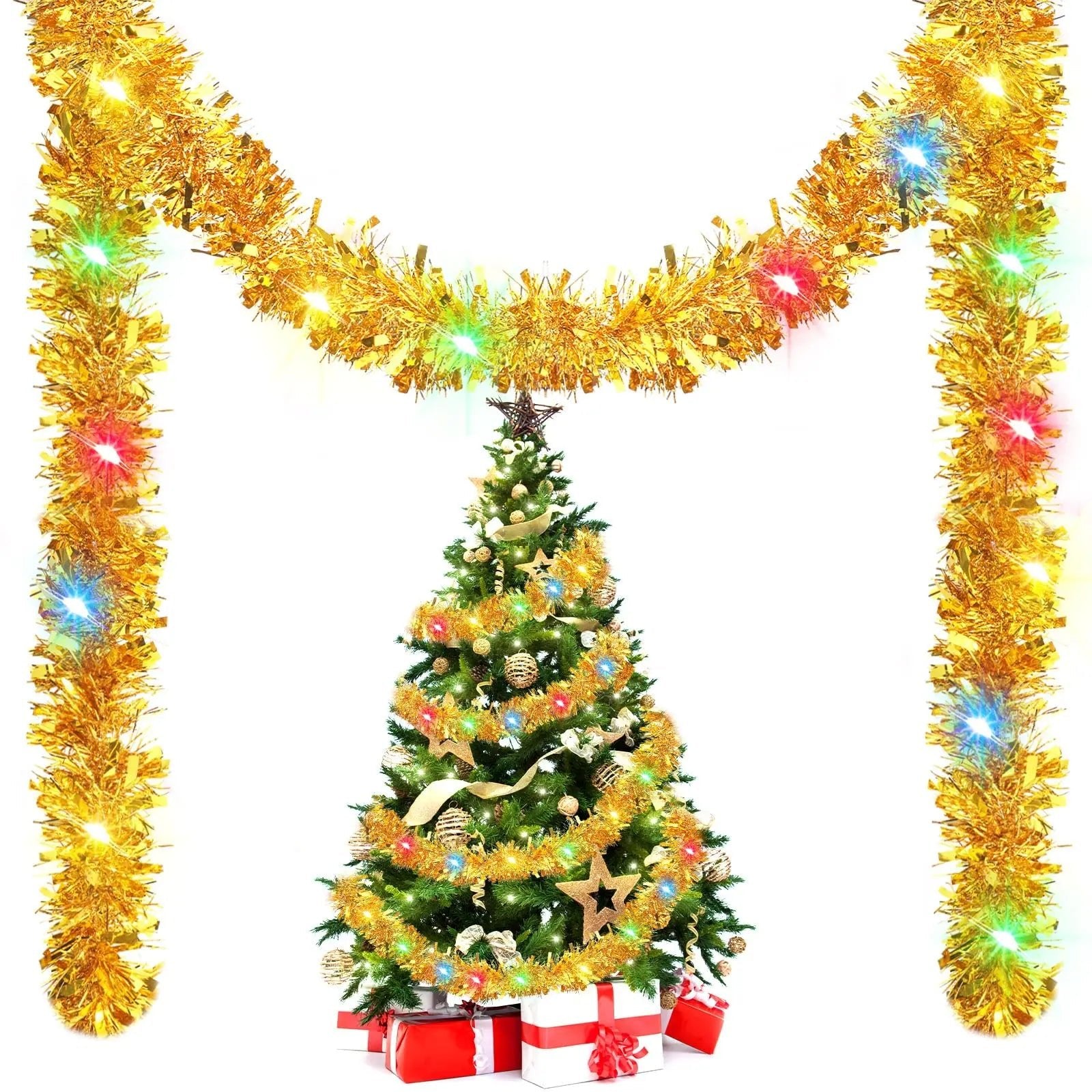 1/3pcs 5M Christmas Tinsel Garland Decorations,Indoor/Outdoor Hanging Party Decor for Tree, New Year's,Durable Festive Decor - Jasmind Stores