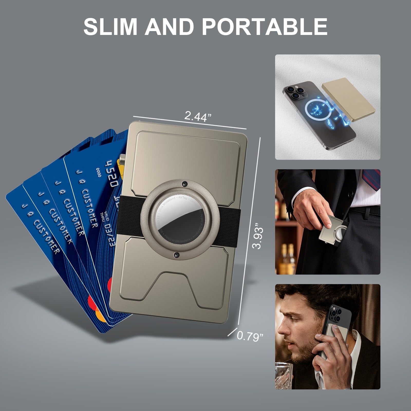 TOYFID All-Aluminum Pop Up Slide Rfid Slim Card Holder Walle