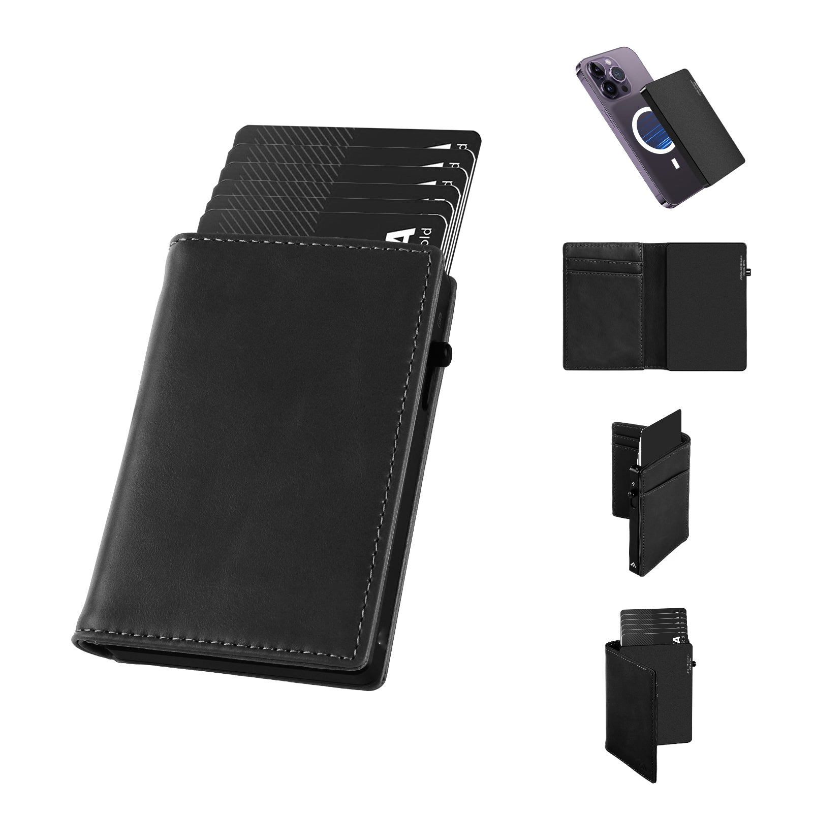 TOYFID Aluminum Alloy Wallet With Genuine Leather Cover Men'