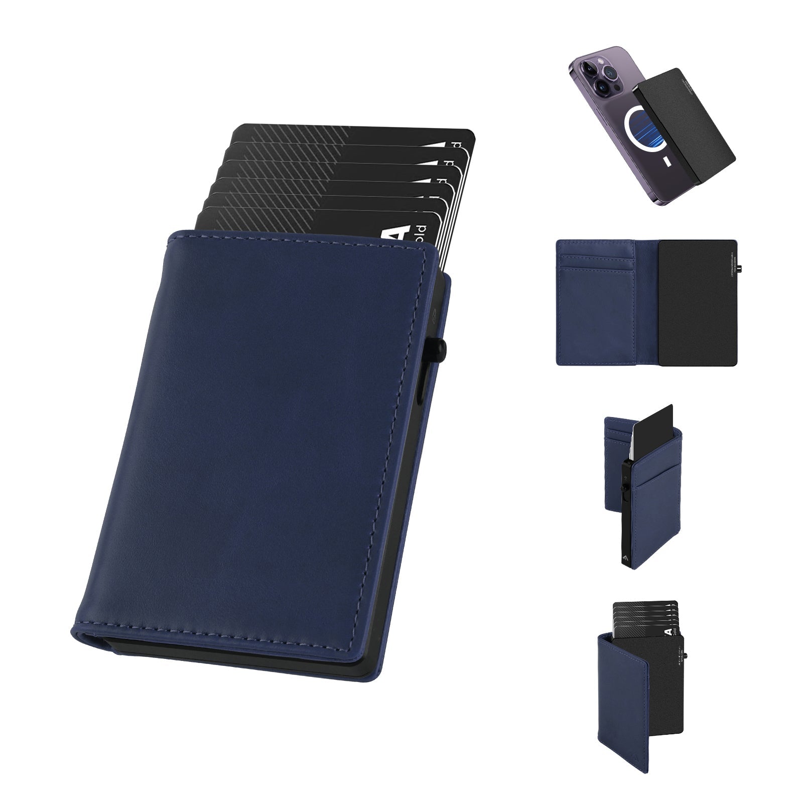 TOYFID Aluminum Alloy Wallet With Genuine Leather Cover Men'