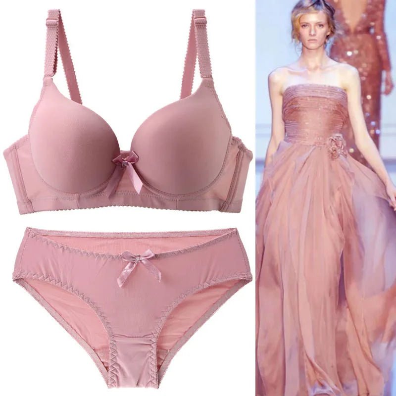 2022 New Sexy 34 - 42 BC Cup Bras Set For Women Brassiere Pink - Jasmind Stores