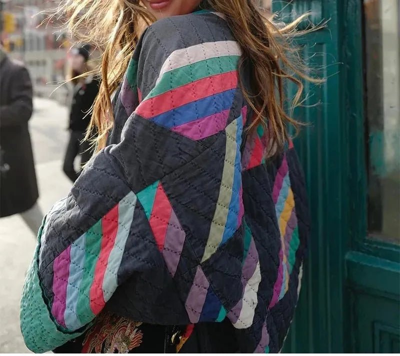 2025 Autumn New Product European Style Women's Vintage Printed Loose Floral Cotton Jacket Fashion Long Sleeve Coat - Jasmind Stores