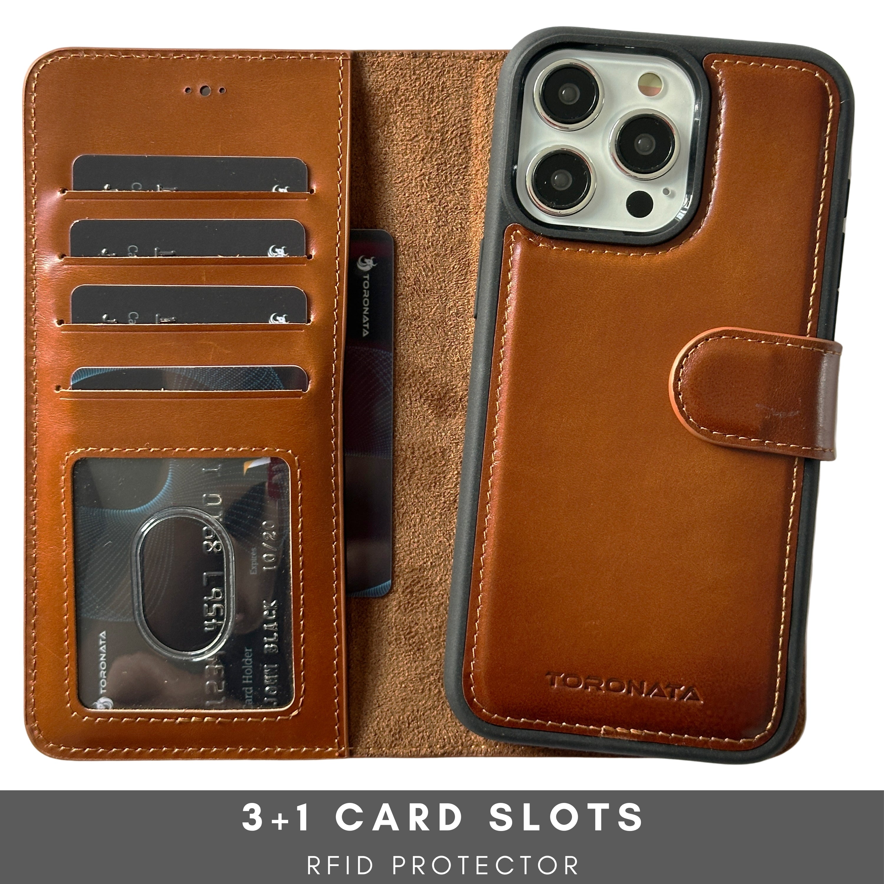 Vegas Premium Leather iPhone 15 Pro Wallet Case with MagSafe