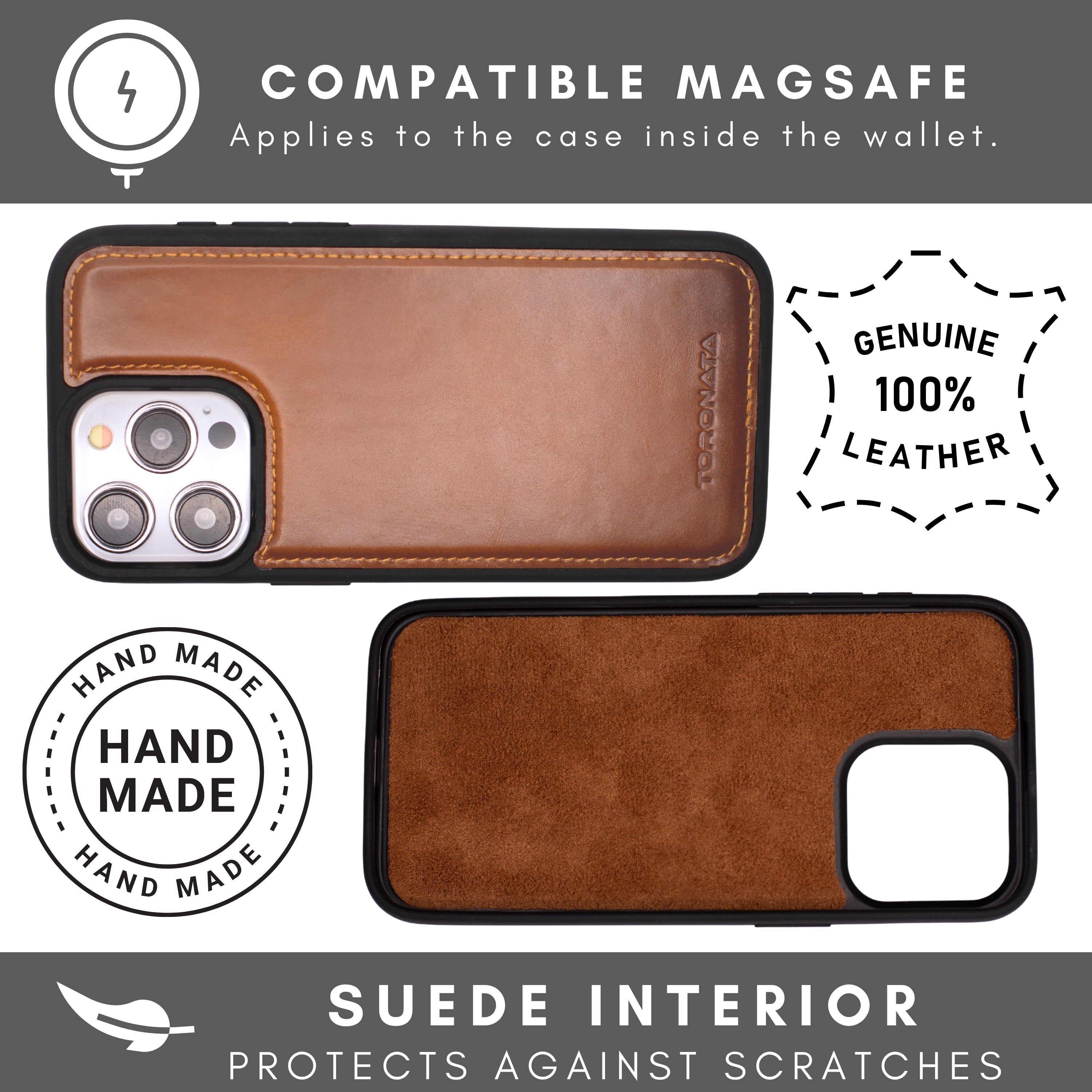 Vegas Premium Leather iPhone 15 Pro Wallet Case with MagSafe