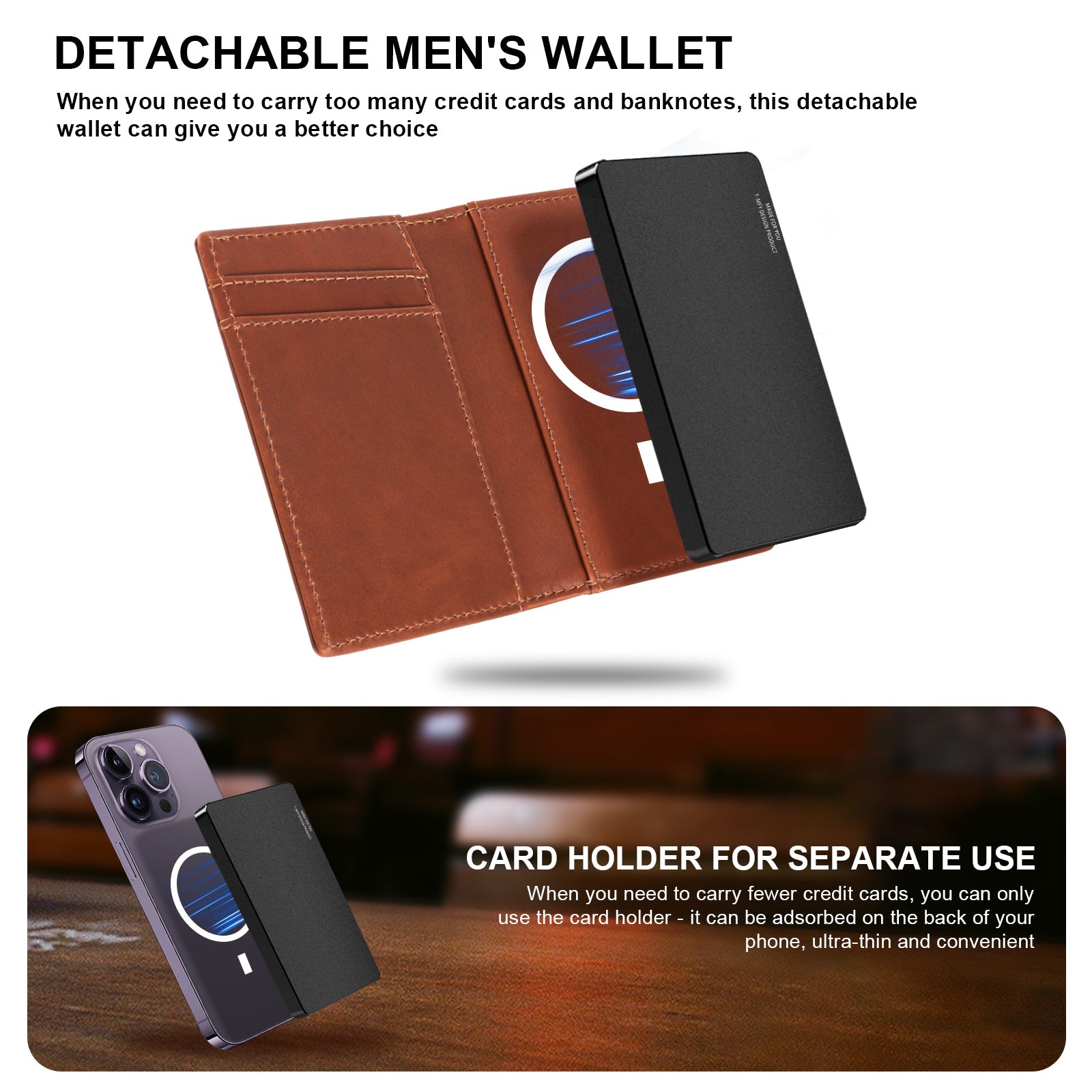 TOYFID Aluminum Alloy Wallet With Genuine Leather Cover Men'