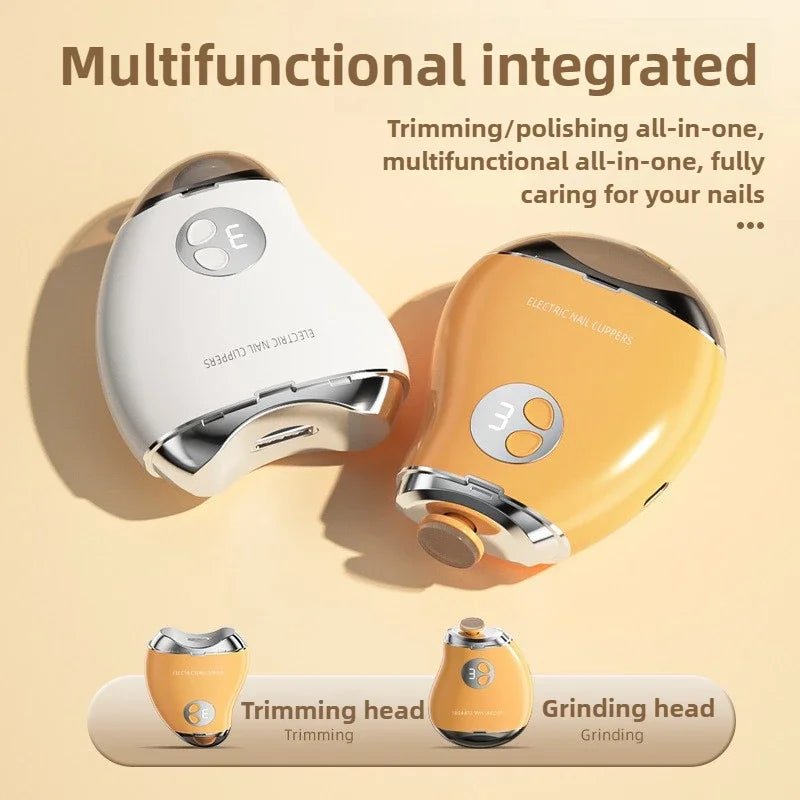 4 Colors Electric Nail Clipper with LED Light 3 Gears Double - Headed Cute Mango Shape Trimmer and Polisher Baby Toes Nail Clipper - Jasmind Stores